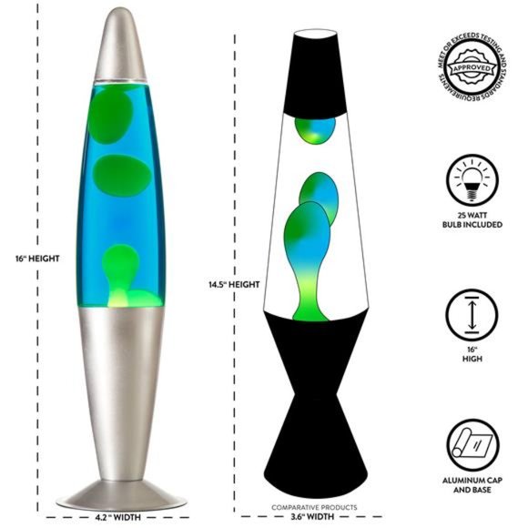 Lava Motion Volcano Lamp, LED Home Decoration, Calming Figure 16" - Picture 4 of 8